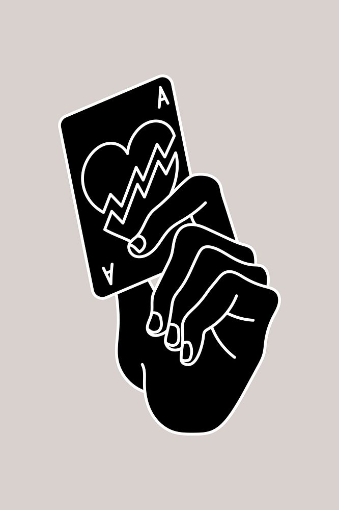 Hand holding play card illustration vector