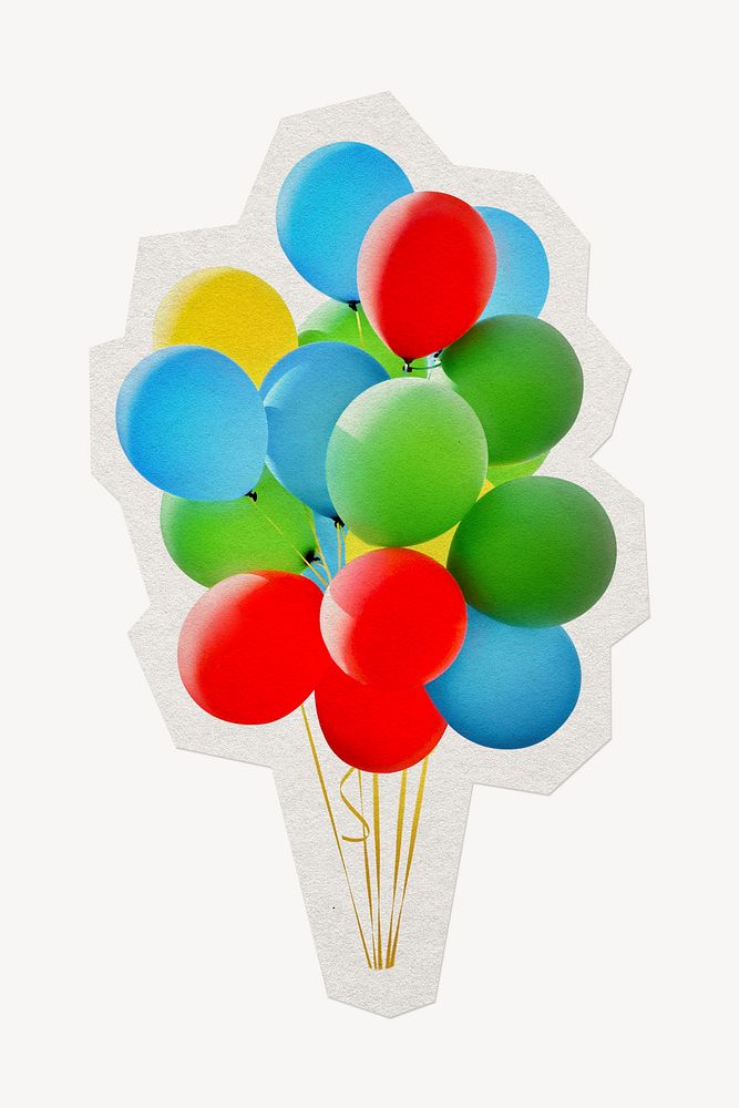 Colorful balloons paper cut isolated design