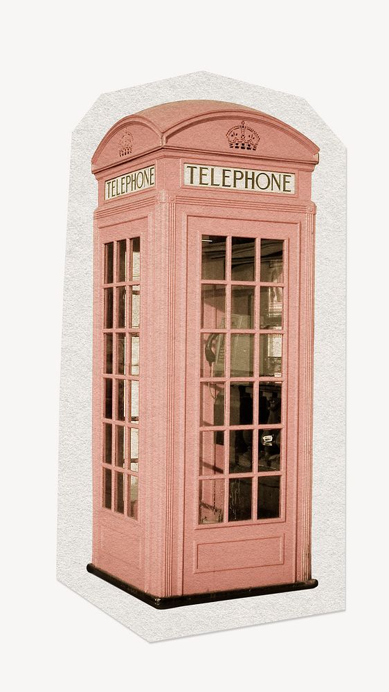 Vintage phone booth paper cut isolated design