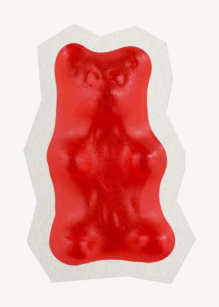 Red gummy bear paper cut isolated design