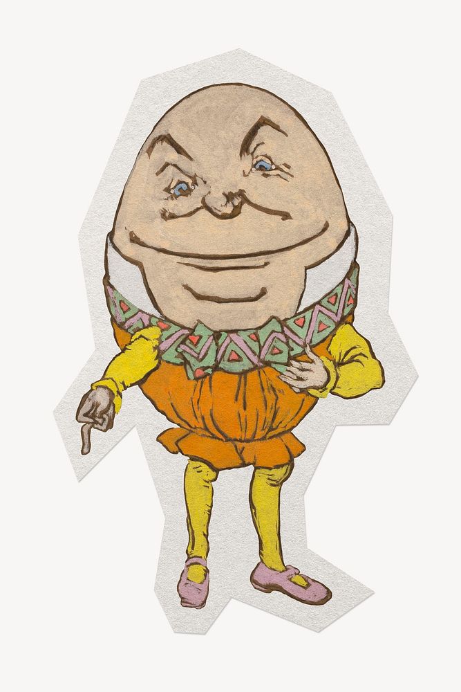 Humpty Dumpty paper collage element, illustration by William Penhallow Henderson, remixed by rawpixel.