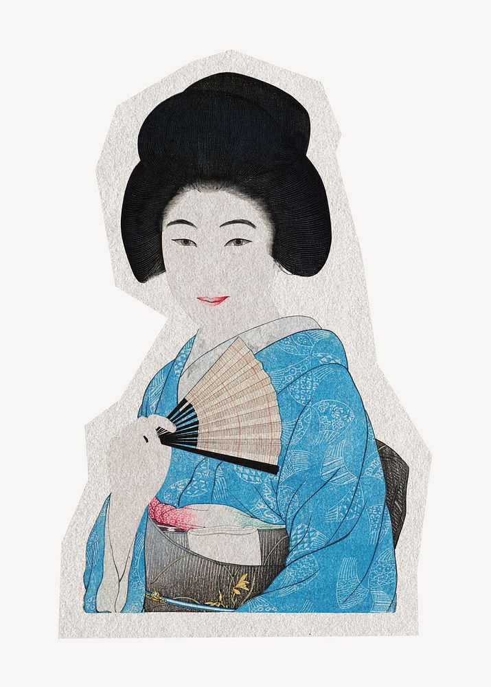 Japanese woman paper collage element, remixed by rawpixel.
