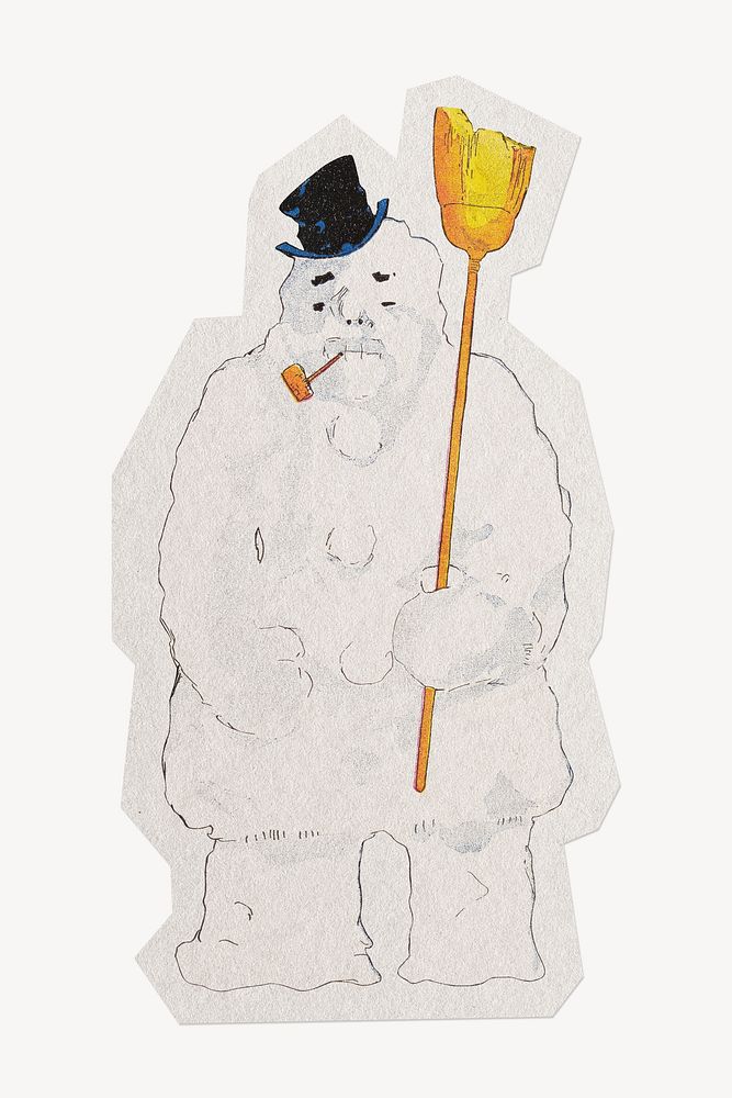 Snowman paper collage element, remixed by rawpixel.