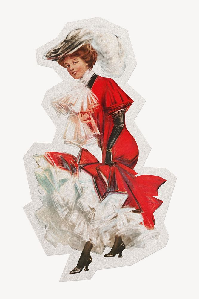 Victorian woman paper collage element, remixed by rawpixel.