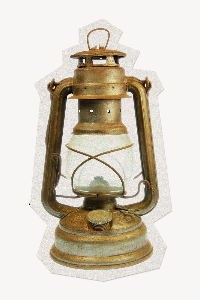 Vintage lantern paper cut isolated design