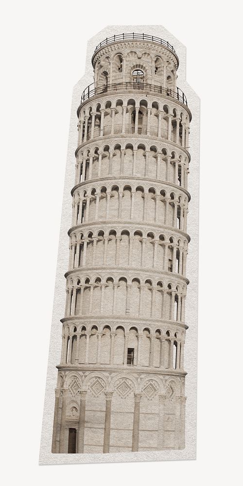 Pisa tower, Italy landmark, paper cut isolated design