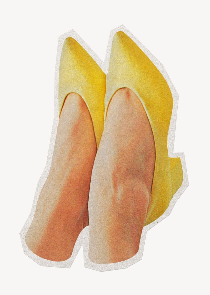 Yellow low heels, paper cut isolated design