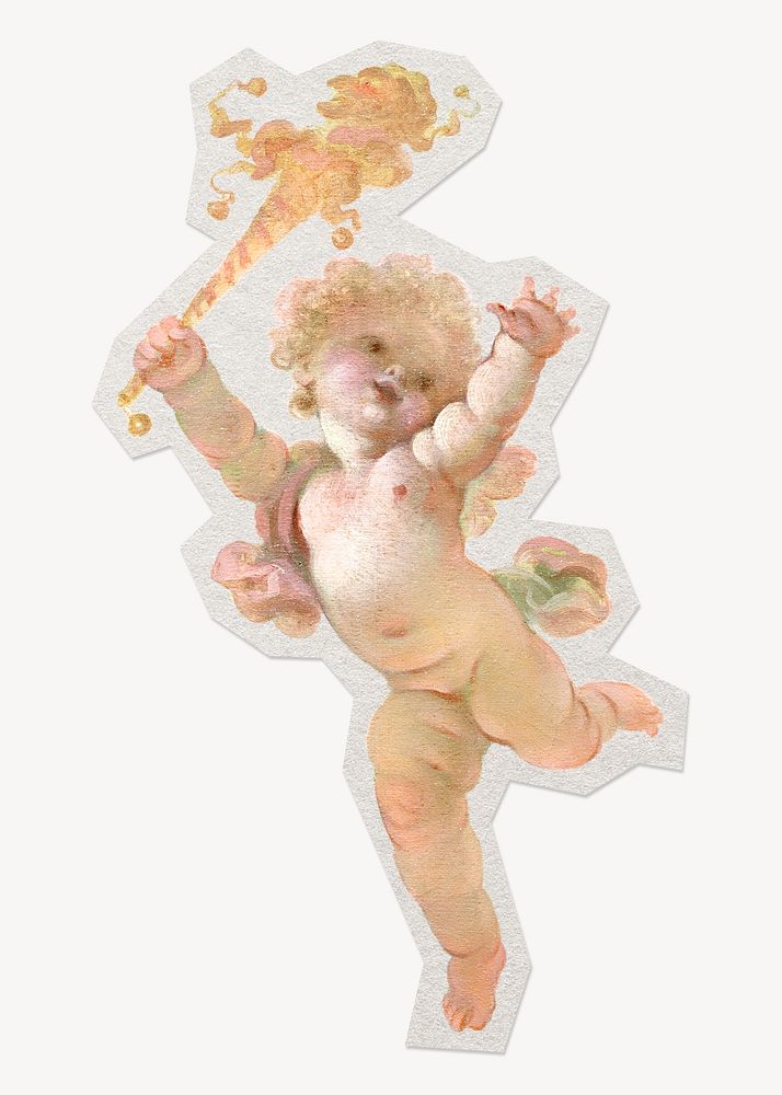 Aesthetic cherub, paper cut isolated design. Remixed by rawpixel.