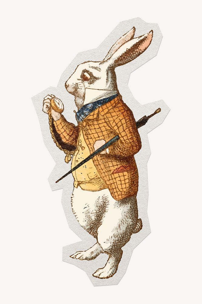 White Rabbit, Alice In Wonderland character illustration, remixed by rawpixel.