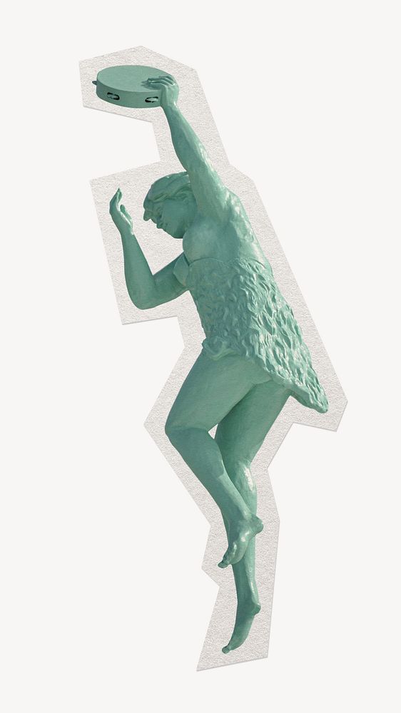Dancing woman statue  paper element with white border
