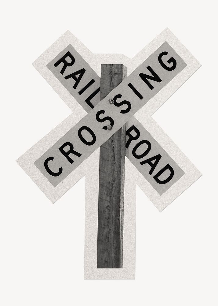 Railroad crossing sign  paper element with white border