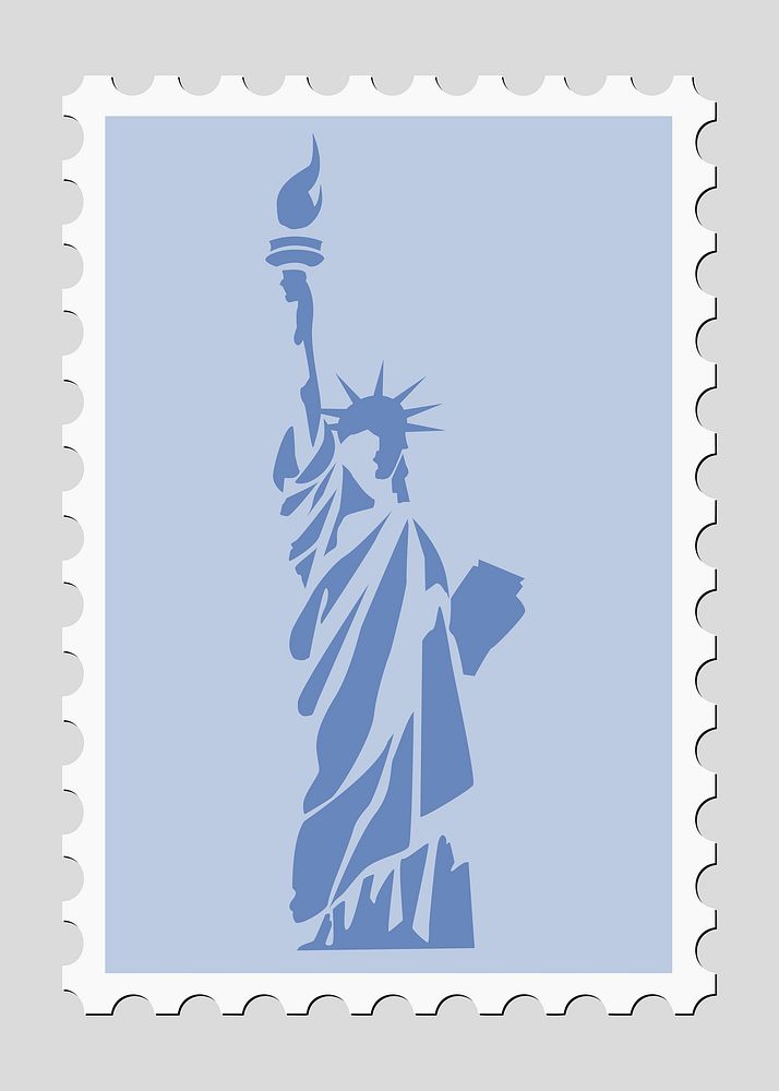 Lady Liberty  Stamp illustration vector. Free public domain CC0 image.