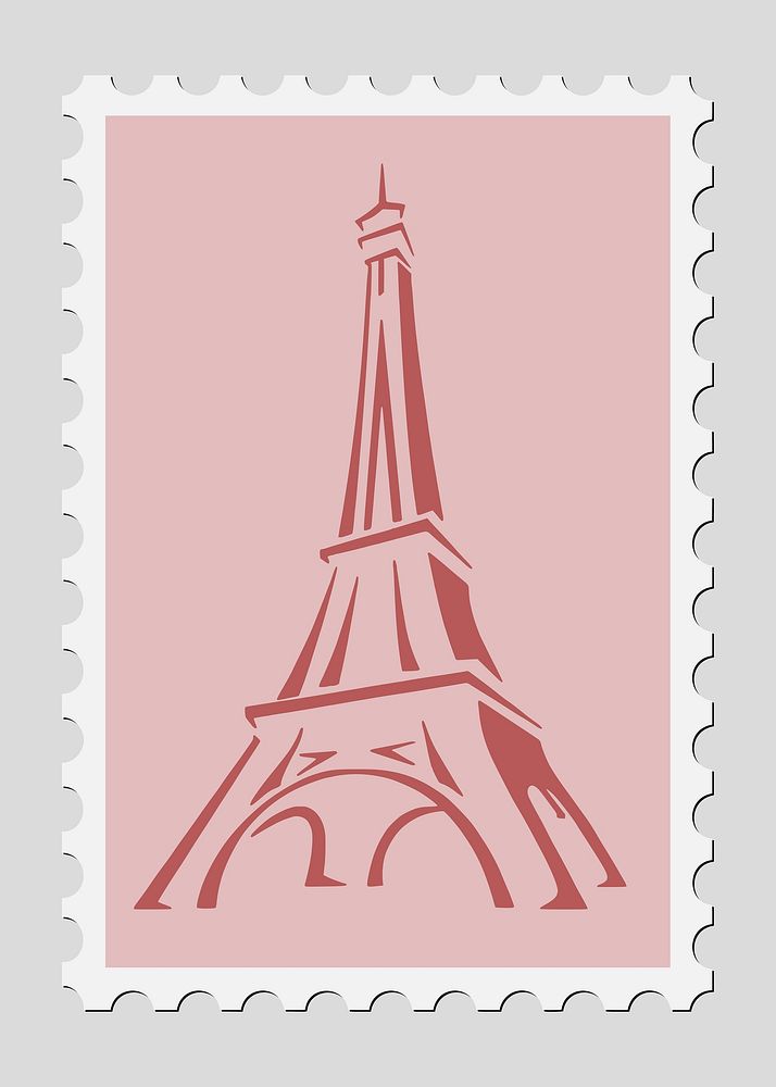 Eiffel Tower Stamp illustration. Free public domain CC0 image.