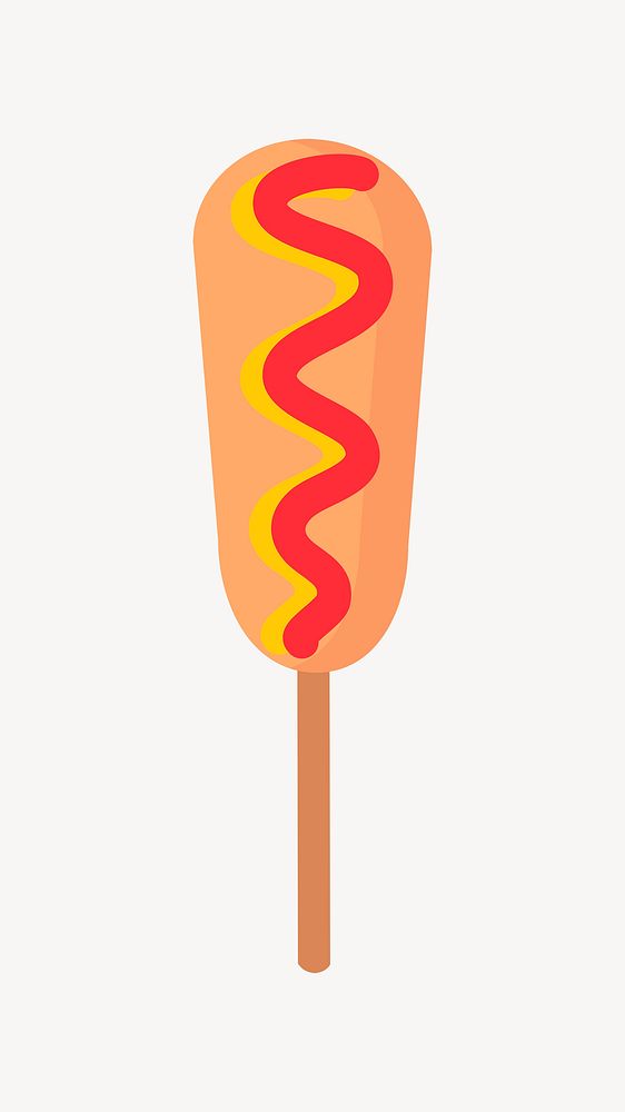 Corn dog illustration. Free public domain CC0 image.