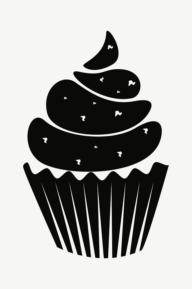 Cupcake bakery illustration psd. Free public domain CC0 image.