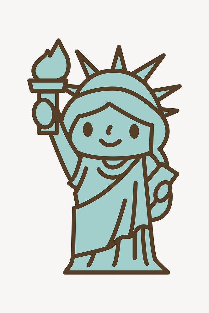 Statue of Liberty cartoon illustration vector. Free public domain CC0 image.