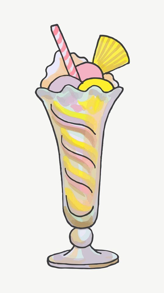 Ice cream illustration psd. Free public domain CC0 image.