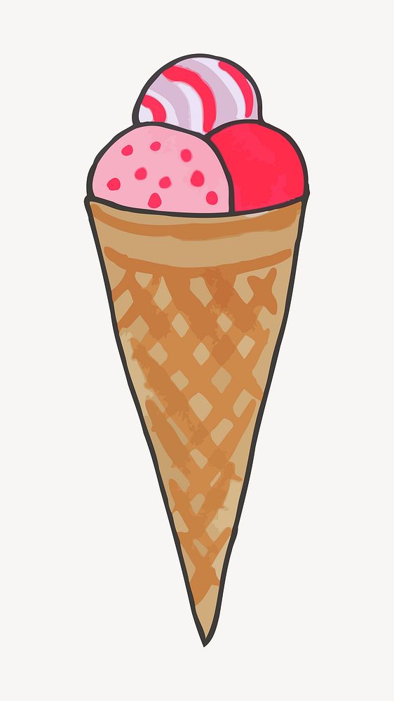 Ice cream illustration vector. Free public domain CC0 image.