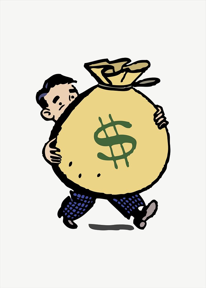 Money bag clipart illustration psd. Free public domain CC0 image.