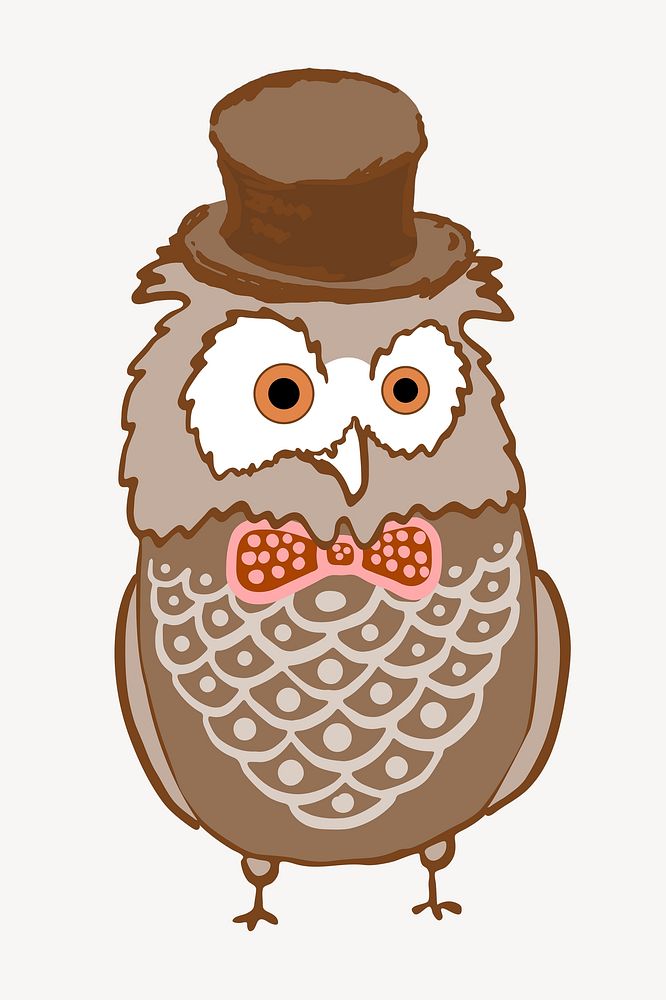 Smart owl illustration. Free public domain CC0 image.