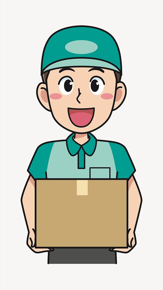 Delivery man illustration. Free public domain CC0 image.