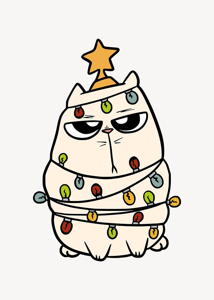 Christmas cat clipart illustration vector. Free public domain CC0 image.