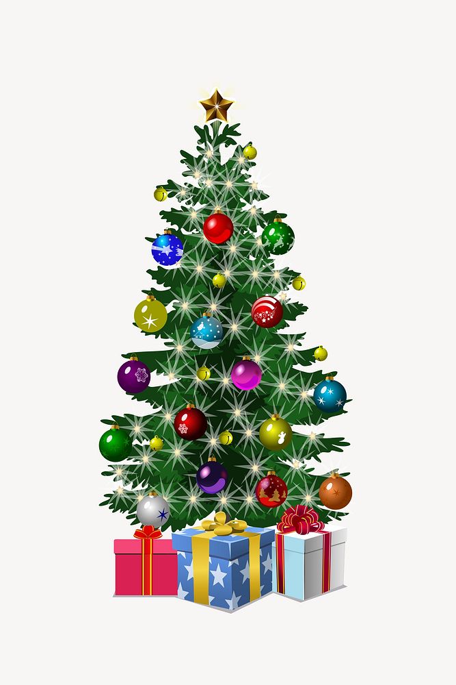 Christmas tree collage element vector. Free public domain CC0 image.