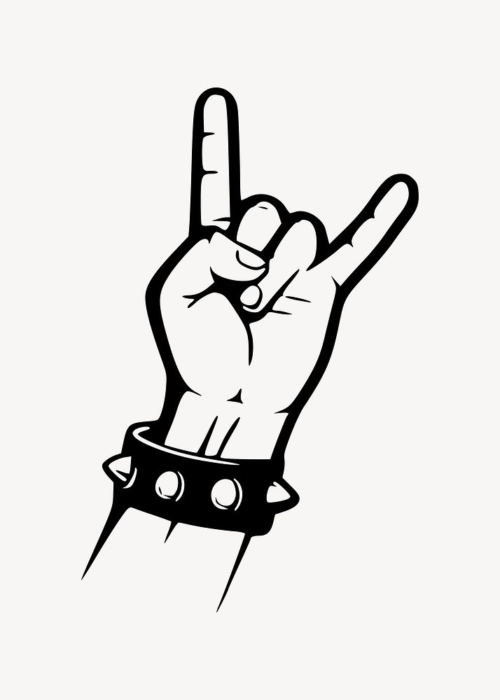 Rock hand sign illustration. Free public domain CC0 image.