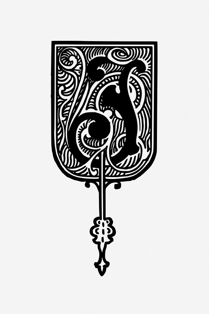 Antique crest illustration. Free public domain CC0 image.