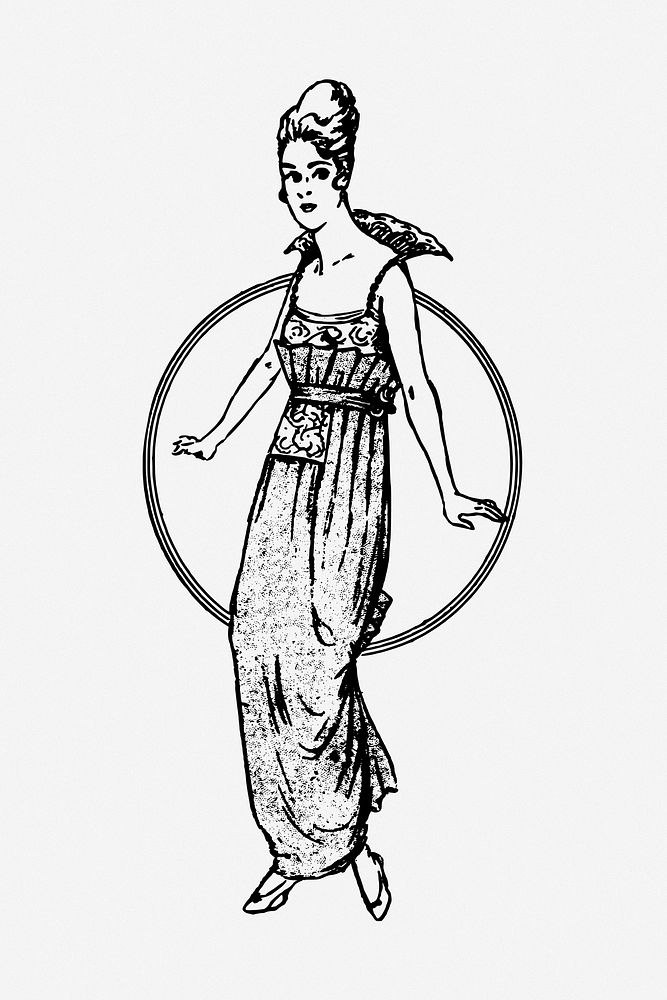 Vintage woman illustration. Free public domain CC0 image.