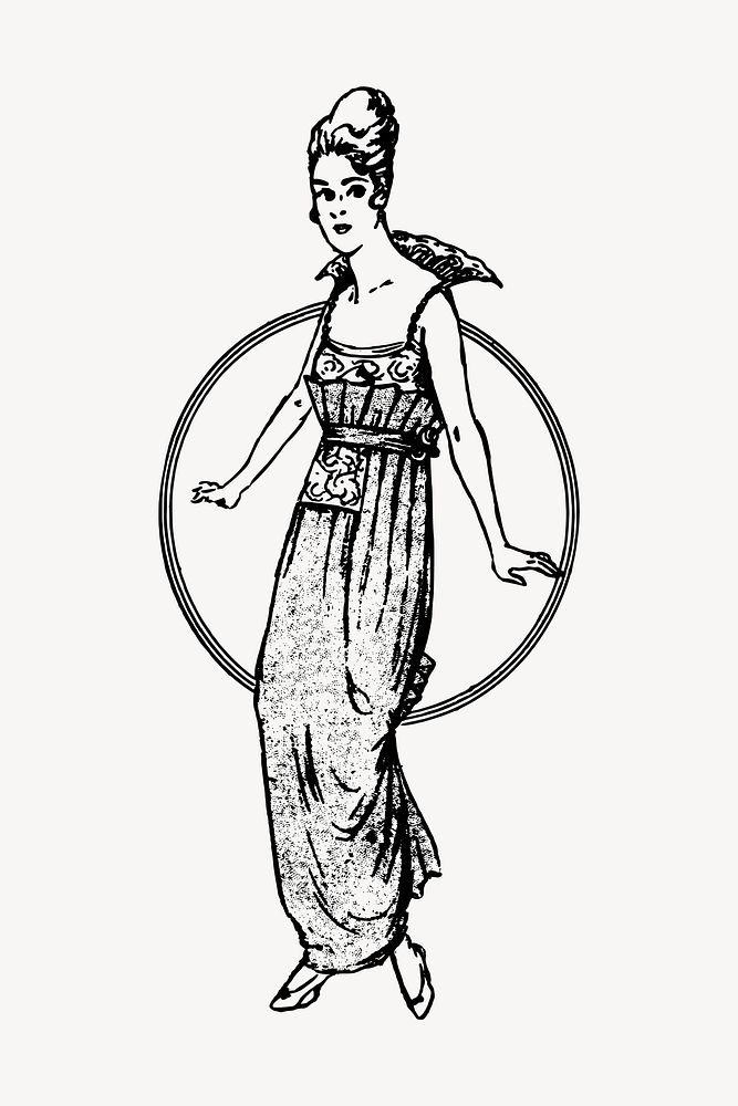 Vintage woman clipart illustration vector. Free public domain CC0 image.