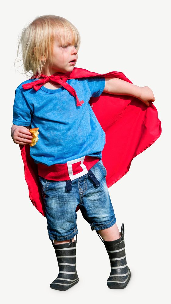 Boy in superhero costume collage element psd