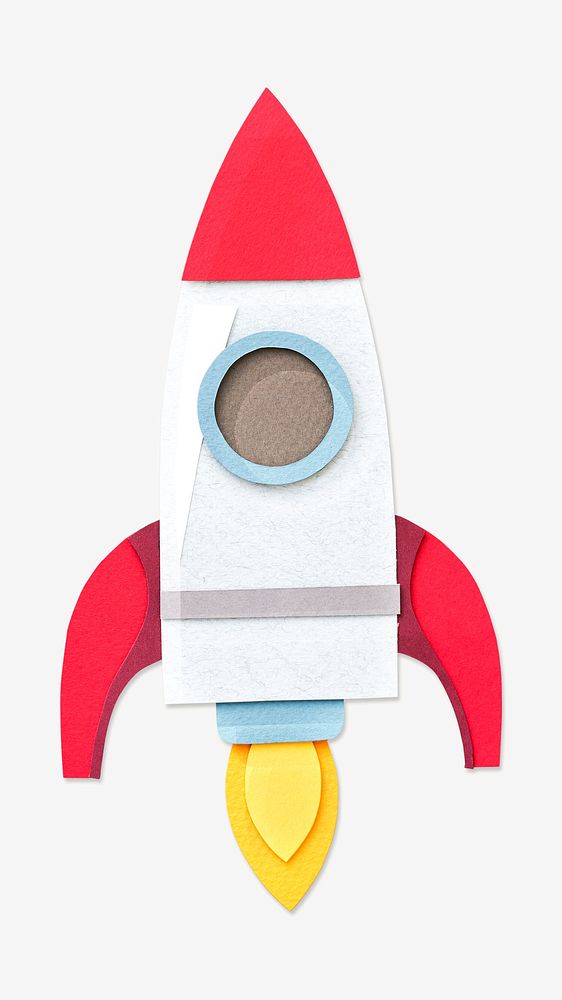Paper rocket ship isolated image