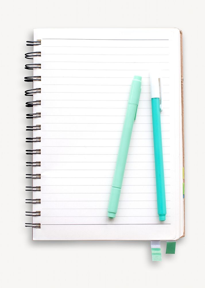 Notebook with  pens isolated design