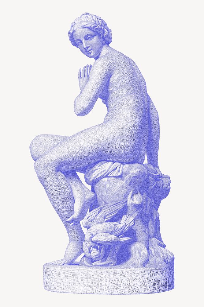 Nude Greek Goddess sculpture collage element psd