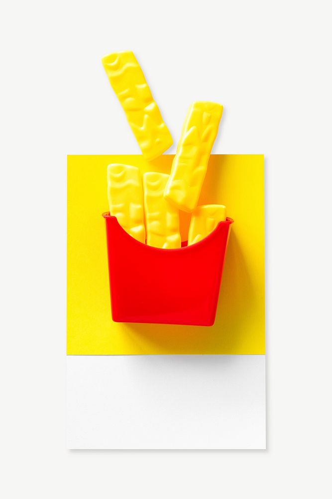 French fries fast food toy collage element psd