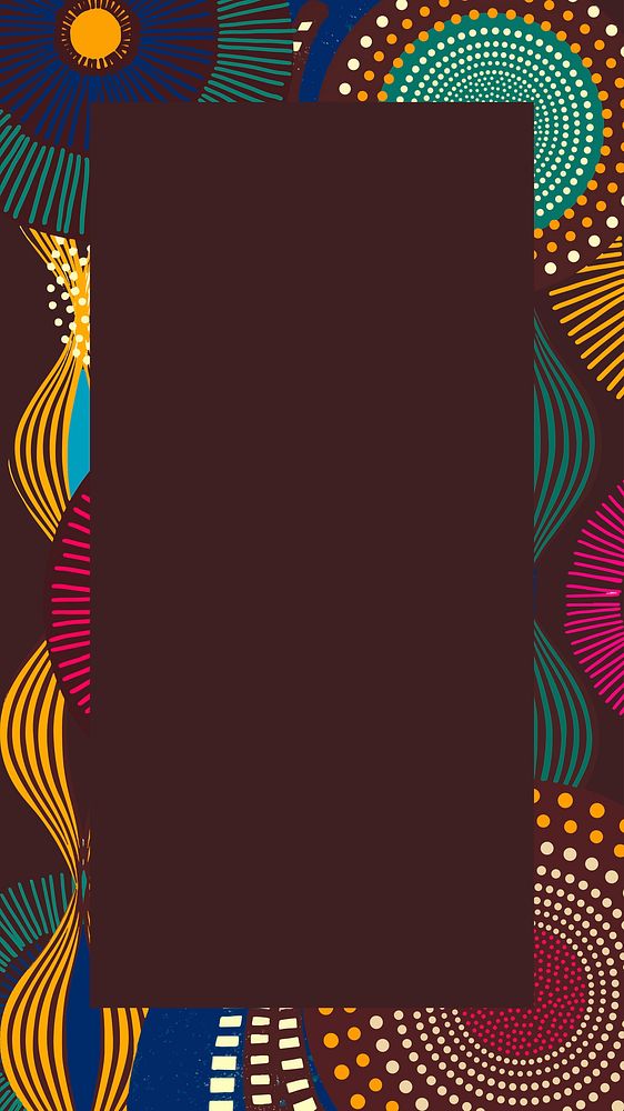 African tribal pattern iPhone wallpaper, colorful abstract frame background vector