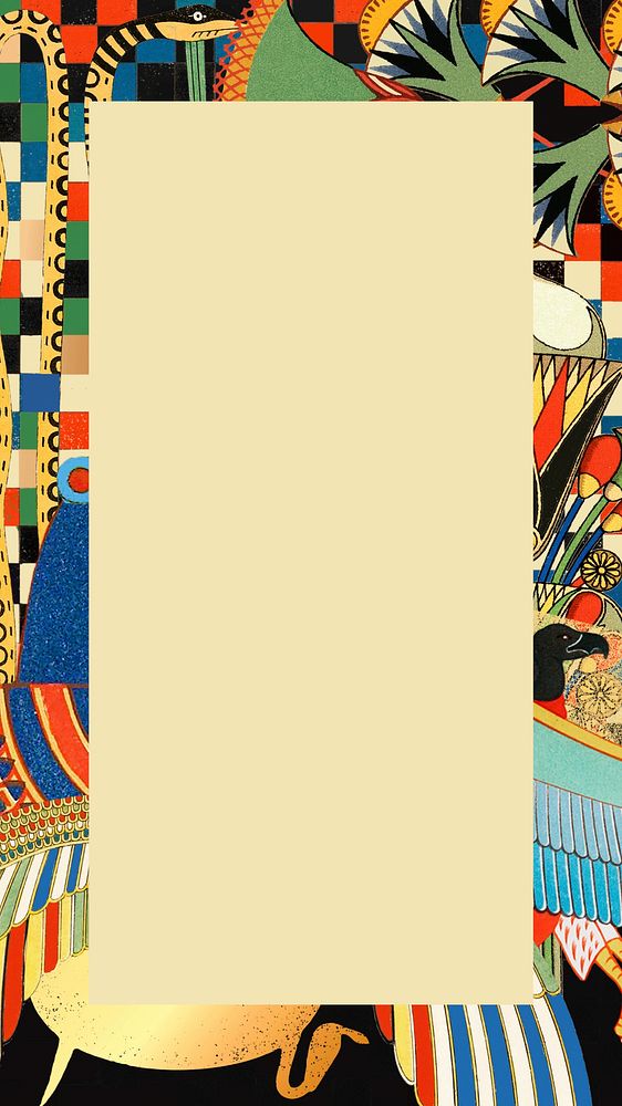 Ancient Egypt patterned phone wallpaper, colorful vintage frame background psd