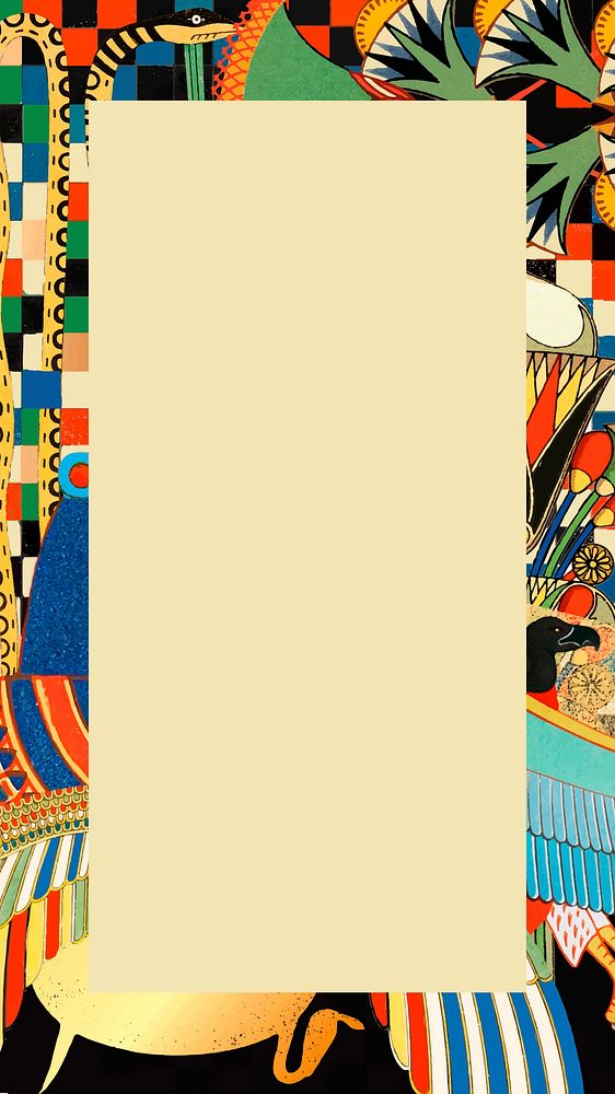 Ancient Egypt patterned phone wallpaper, colorful vintage frame background vector