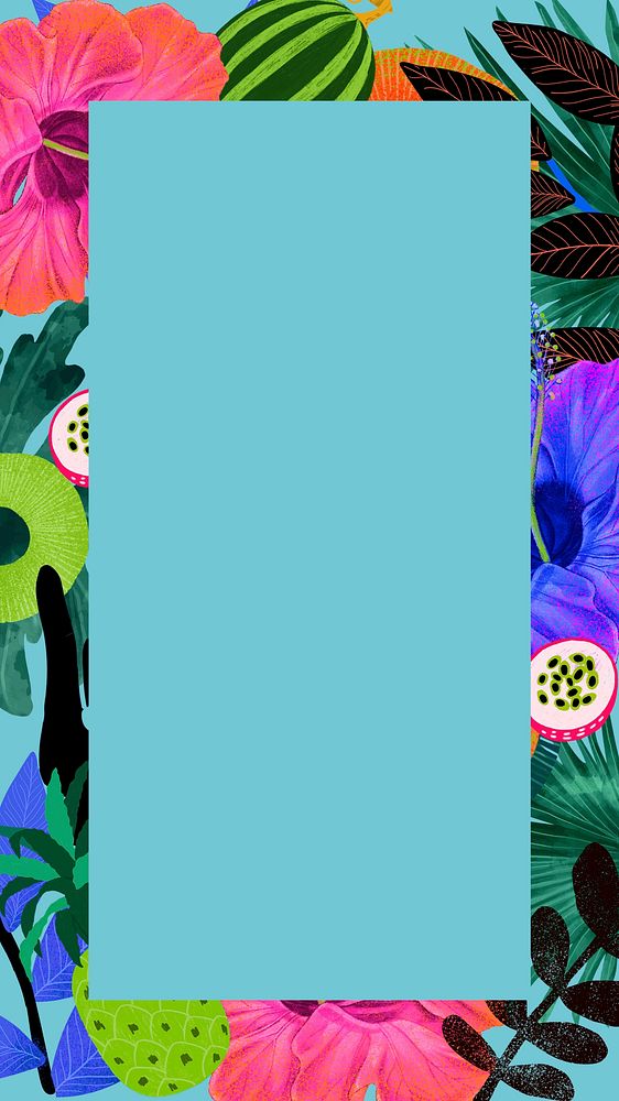 Tropical fruits patterned mobile wallpaper, exotic frame background psd