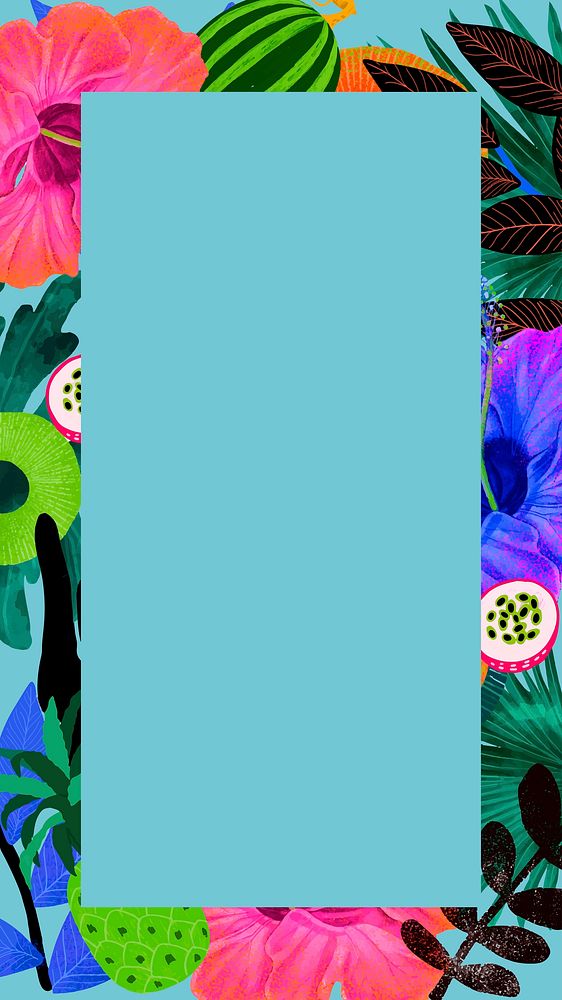 Tropical fruits patterned mobile wallpaper, exotic frame background vector