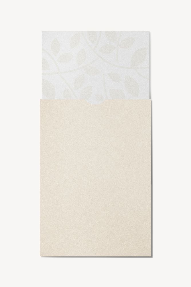 Floral invitation card mockup, beige envelope psd