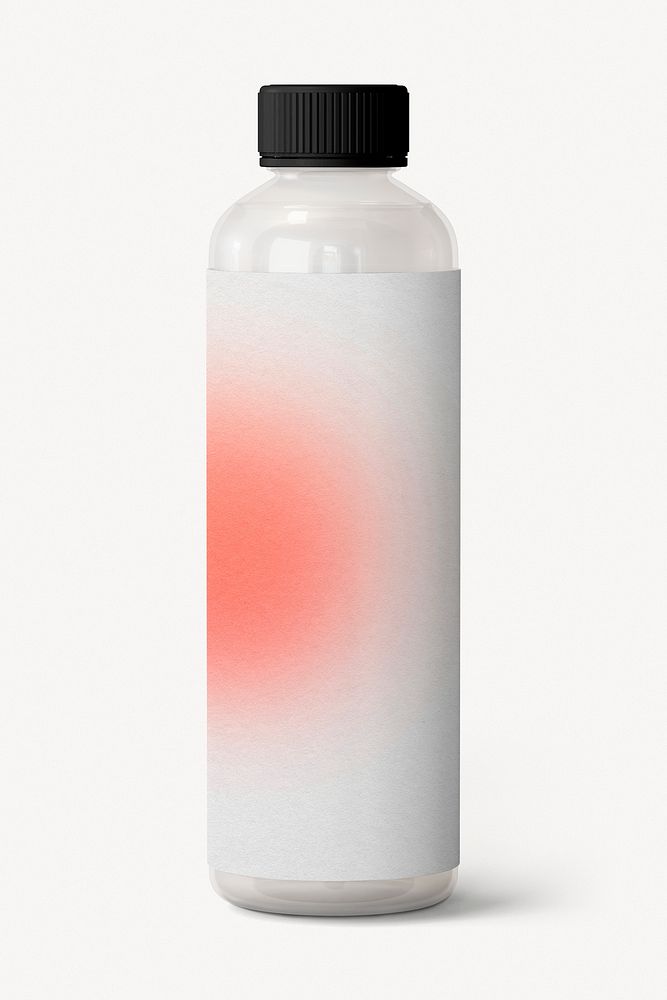 Water bottle mockup, red aura design psd