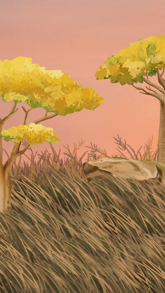 Baobab tree iPhone wallpaper, pink design