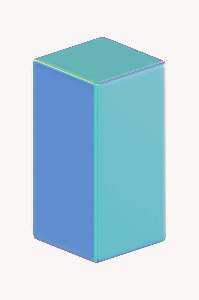 Blue rectangular prism, 3D geometric shape