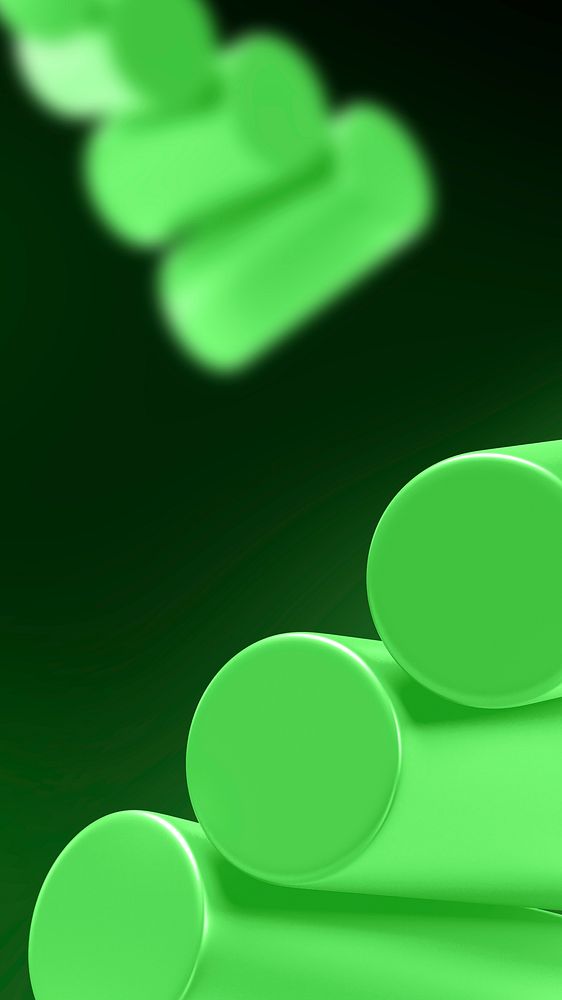 Geometric green cylinders mobile wallpaper, digital remix