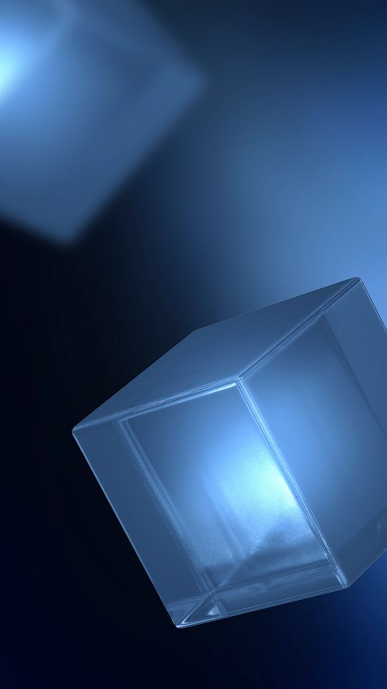 3D cubics dark blue mobile wallpaper, digital remix