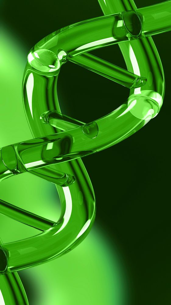 Science mobile wallpaper, green DNA double helix remix psd