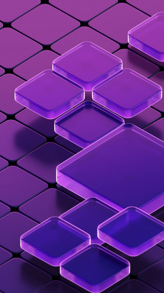 Purple square pattern mobile wallpaper, digital remix