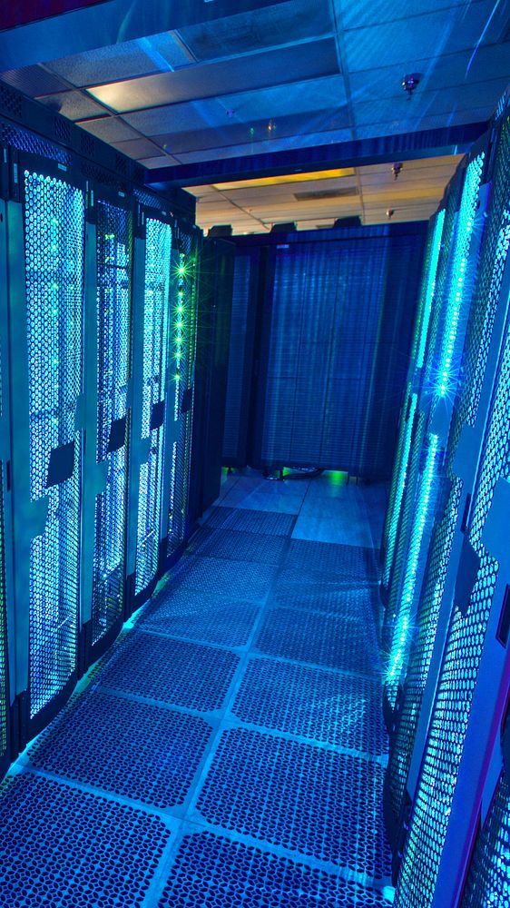 Blue supercomputer mobile wallpaper, digital remix